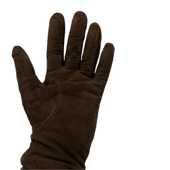 Lauren Ralph Lauren Leather Gloves Size Medium Brown Suede - Picture 3 of 10